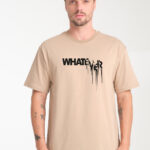 Erkek Bisiklet Yaka Whatever Baskı Detaylı Oversize Tshirt