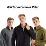 3'lü Erkek Yarım Fermuarlı Polar Sweatshirt